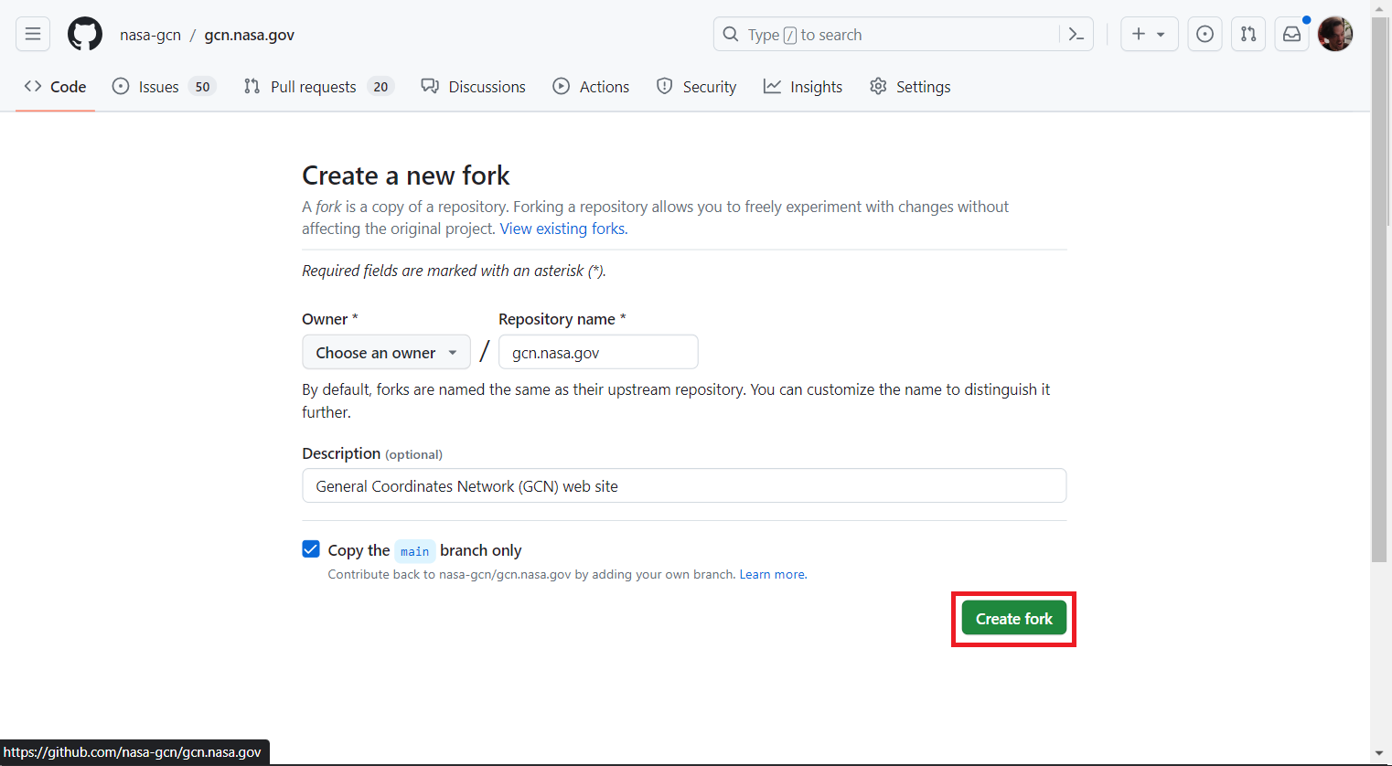 Highlighted new fork